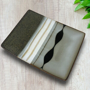 Vintage Sango Prelude Black 4508 Rectangular 9” X 7” Salad Plate Platter Tray